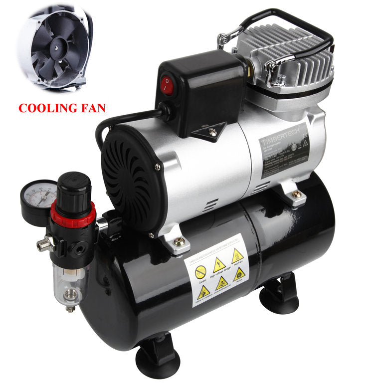 TIMBERTECH Upgraded Airbrush Compressor with Motor Cool-Down Fan ABPST07  NEW